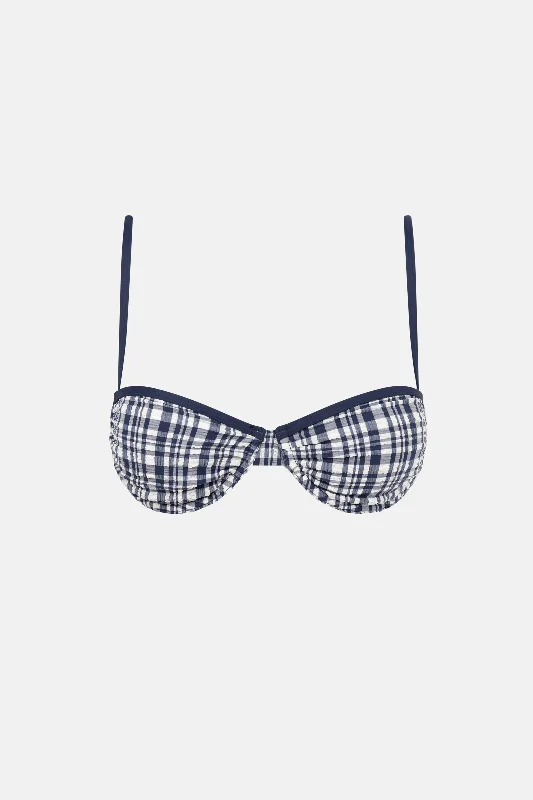 London Check Underwire Top Navy