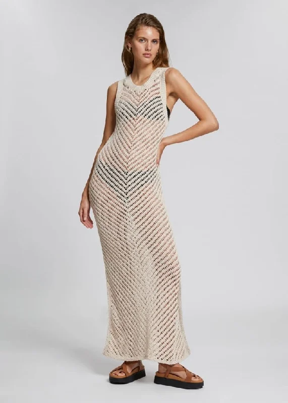 Sleeveless Crochet Mesh Swim Cover Up Dress