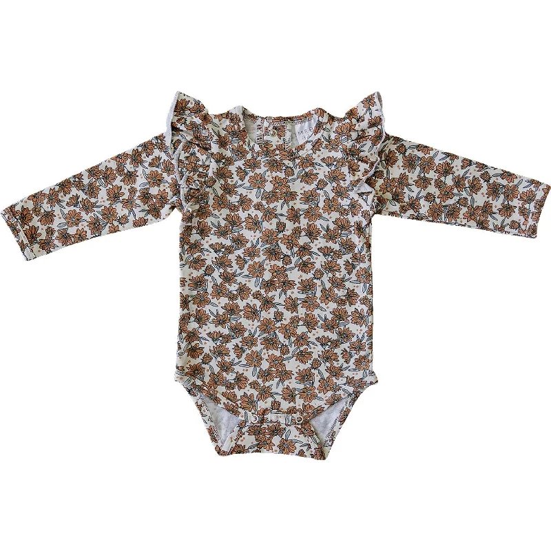 Magnolia Print Ruffle Sleeve Bodysuit