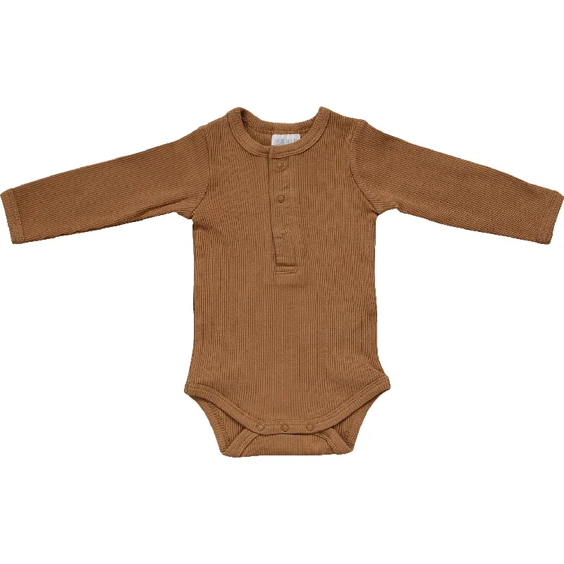 Mustard Organic Snap Long Sleeve Ribbed Bodysuit