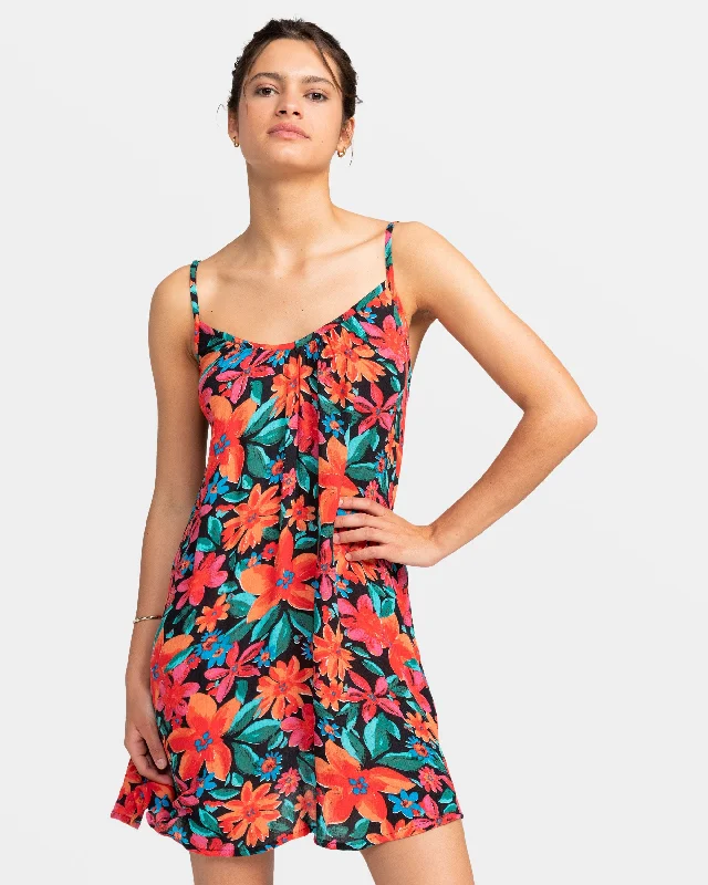 Spring Adventure Cover-Up Beach Dress - Anthracite Floral Fiesta